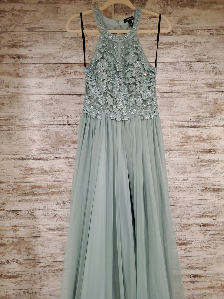 SAGE GREEN A LINE GOWN (NEW)