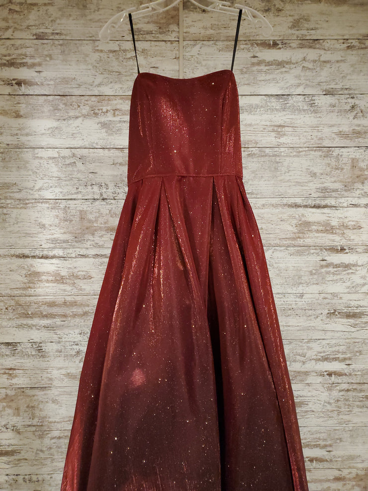 BURGUNDY SPARKLY A LINE GOWN