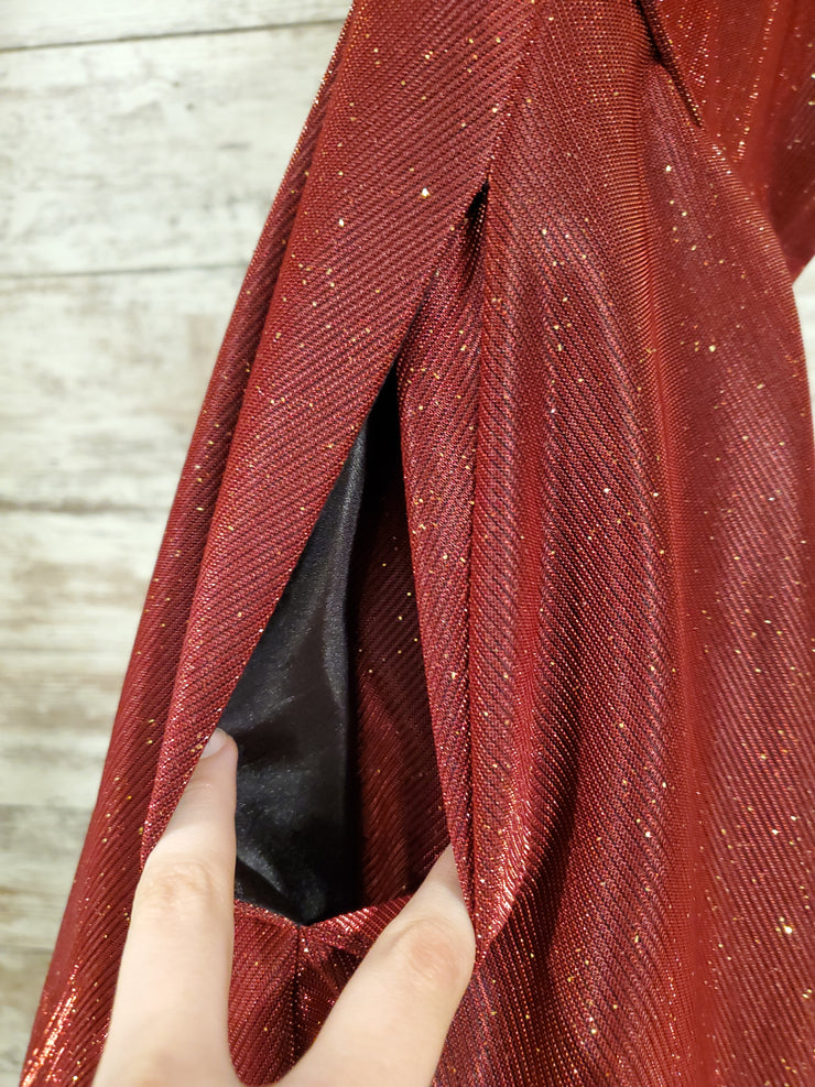 BURGUNDY SPARKLY A LINE GOWN