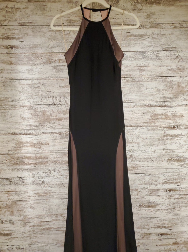 BLACK/TAN LONG EVENING GOWN