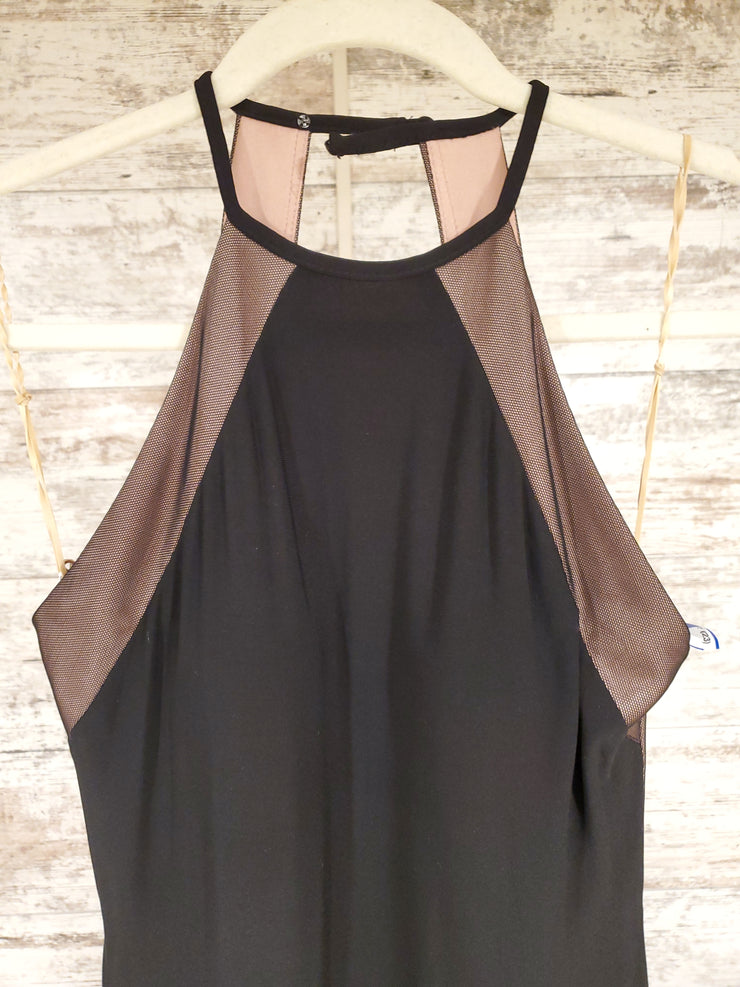 BLACK/TAN LONG EVENING GOWN