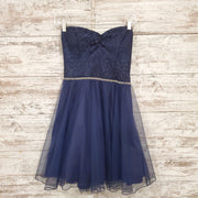 NAVY LACE TOP SHORT DRESS
