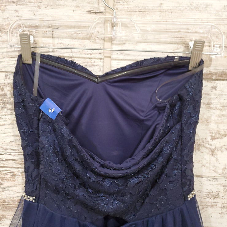 NAVY LACE TOP SHORT DRESS