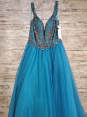 TEAL/GOLD PRINCESS GOWN (NEW)