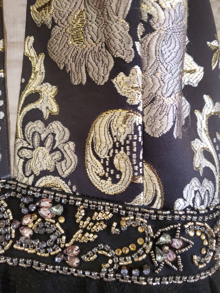 BLACK/GOLD A LINE GOWN (NEW)