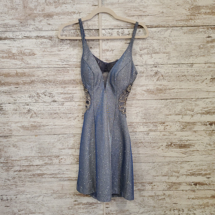 BLUE SPARKLY SHORT DRESS