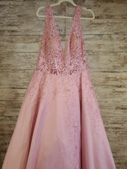 PINK FLORAL A LINE GOWN