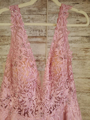 PINK FLORAL A LINE GOWN