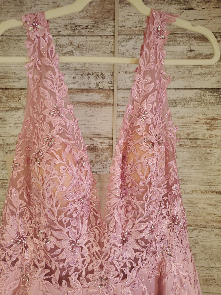 PINK FLORAL A LINE GOWN