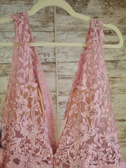 PINK FLORAL A LINE GOWN