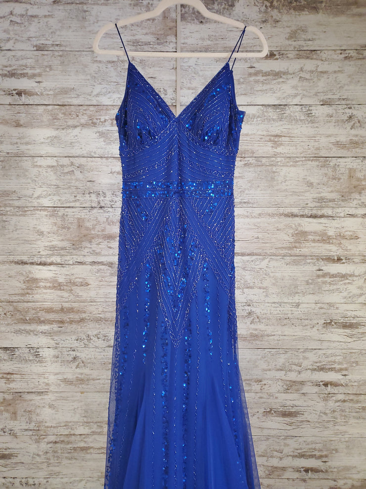 ROYAL BLUE BEADED LONG EVENING