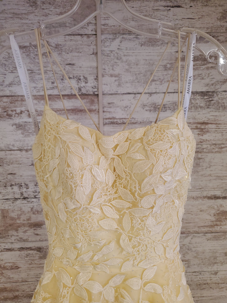 YELLOW/FLORAL A LINE GOWN