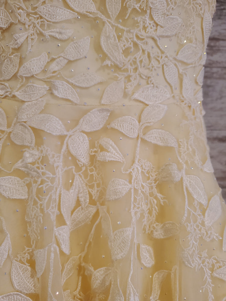 YELLOW/FLORAL A LINE GOWN