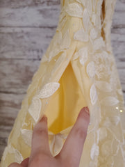 YELLOW/FLORAL A LINE GOWN