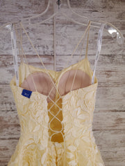 YELLOW/FLORAL A LINE GOWN