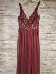 BURGUNDY LONG EVENING GOWN