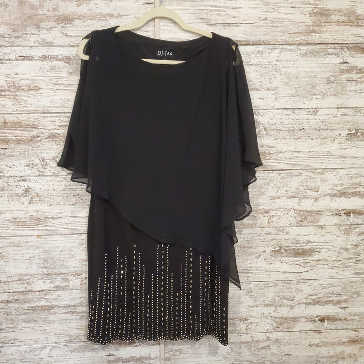 BLACK BEADED BOTTOM SHORT DRES