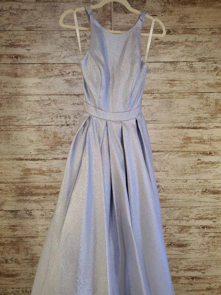 SILVER/PURPLE A LINE GOWN