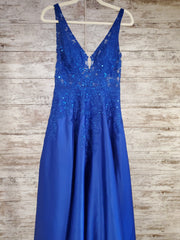 ROYAL BLUE A LINE GOWN