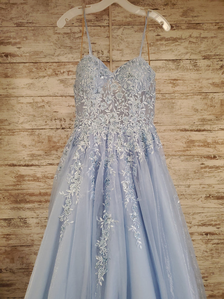 BLUE/FLORAL A LINE GOWN