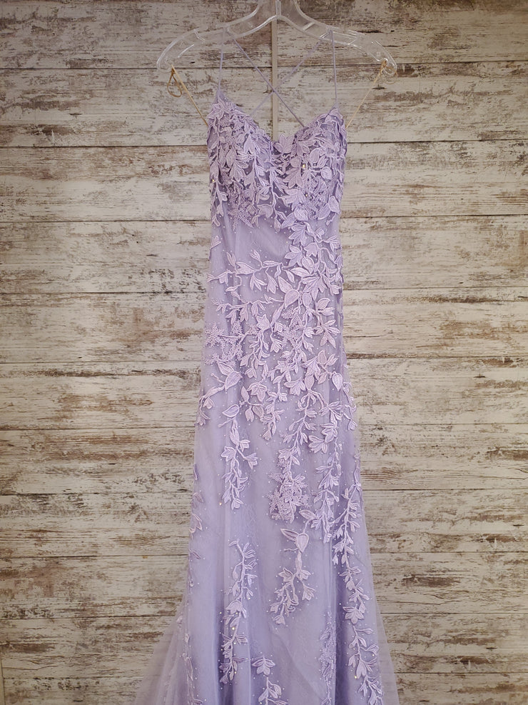 LAVENDER/FLORAL A LINE GOWN