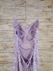 LAVENDER/FLORAL A LINE GOWN