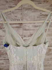 GREEN/WHITE SPARKLY LONG GOWN