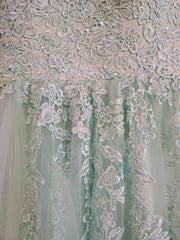 GREEN FLORAL A LINE GOWN