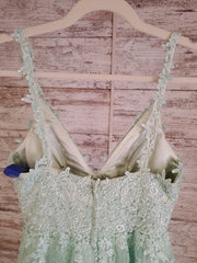 GREEN FLORAL A LINE GOWN