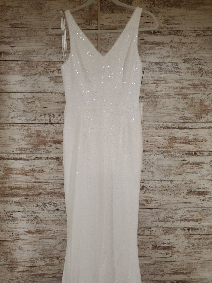 WHITE SEQUIN LONG DRESS (NEW)