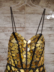 BLACK/GOLD A LINE GOWN