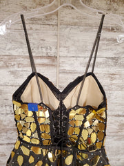 BLACK/GOLD A LINE GOWN