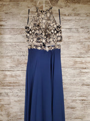 NAVY/FLORAL 2 PC. LONG DRESS