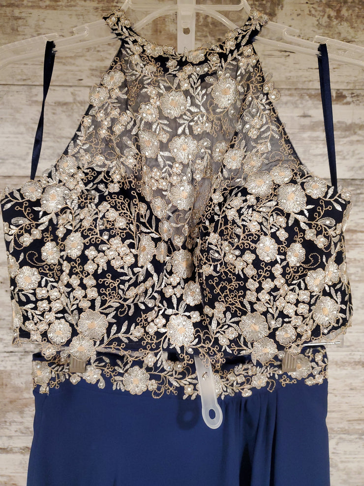 NAVY/FLORAL 2 PC. LONG DRESS