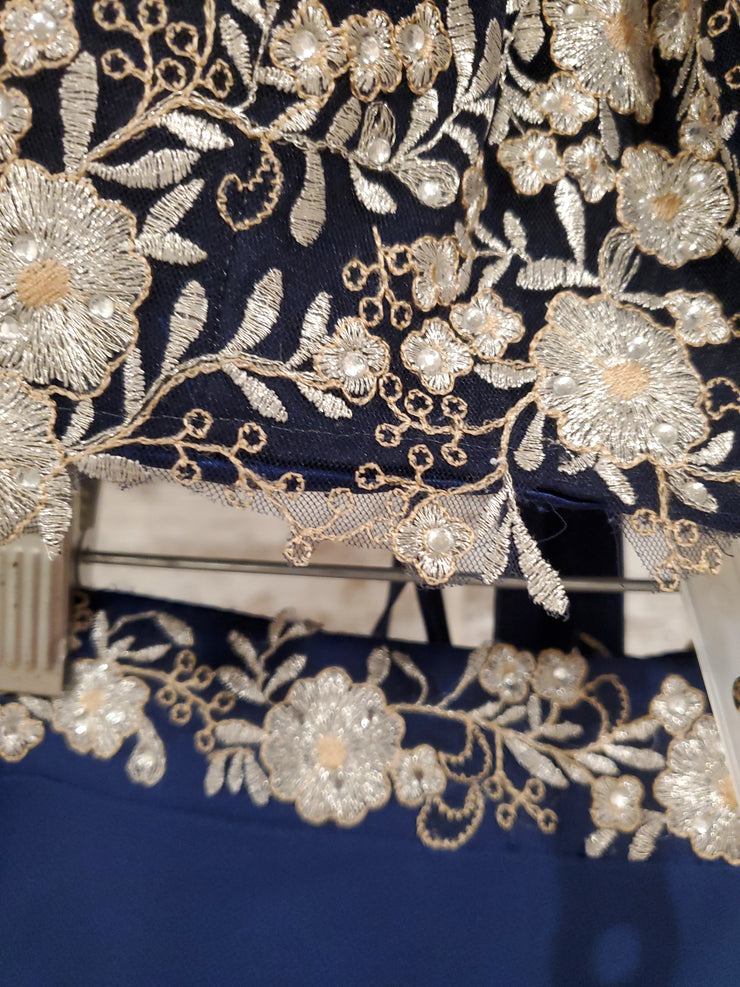 NAVY/FLORAL 2 PC. LONG DRESS