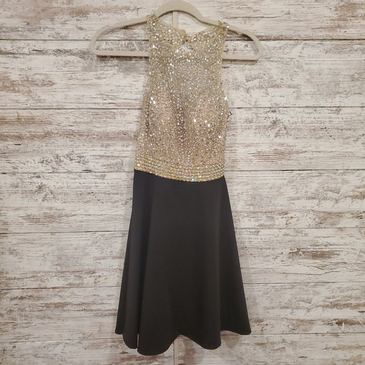 BLACK SPARKLY TOP SHORT DRESS