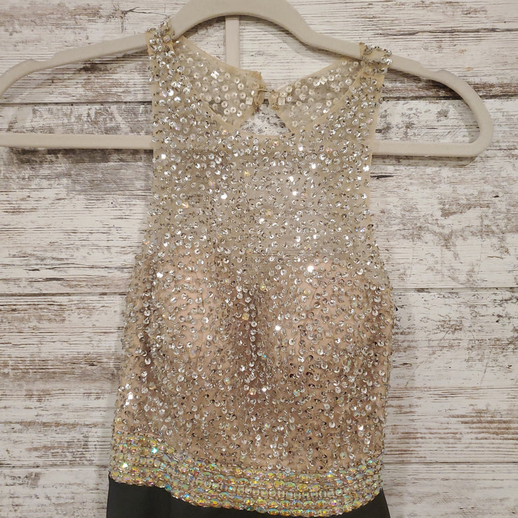 BLACK SPARKLY TOP SHORT DRESS