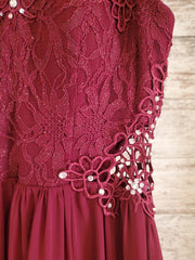 BURGUNDY LONG EVENING GOWN