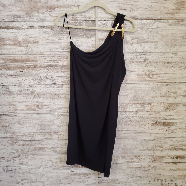 BLACK ONE SHOULDER SHORT DRESS