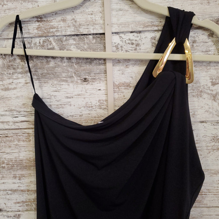 BLACK ONE SHOULDER SHORT DRESS