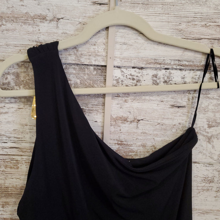 BLACK ONE SHOULDER SHORT DRESS