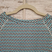 BLUE PATTERNED LONG SLEEVE TOP
