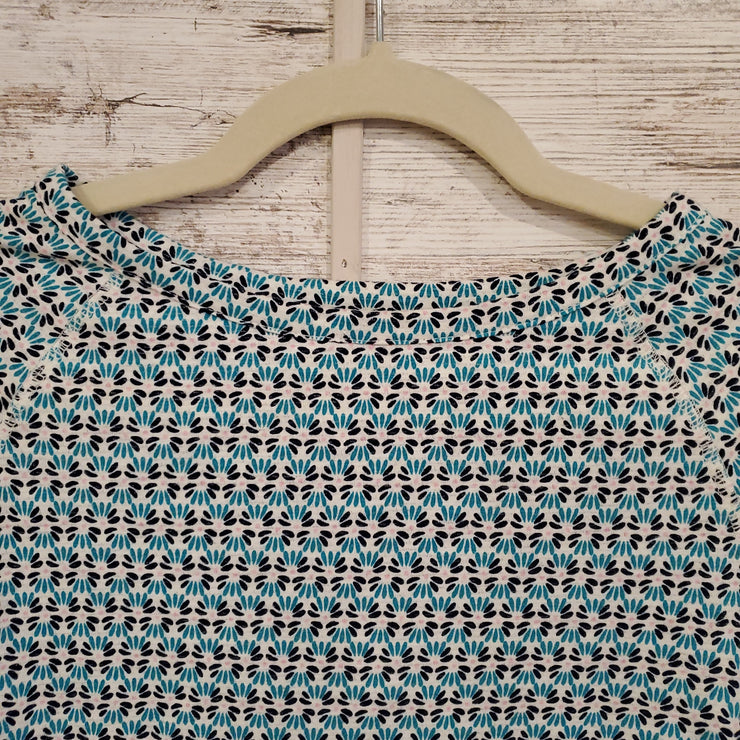 BLUE PATTERNED LONG SLEEVE TOP