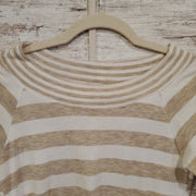 TAN/WHITE LONG SLEEVE TOP