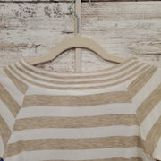TAN/WHITE LONG SLEEVE TOP