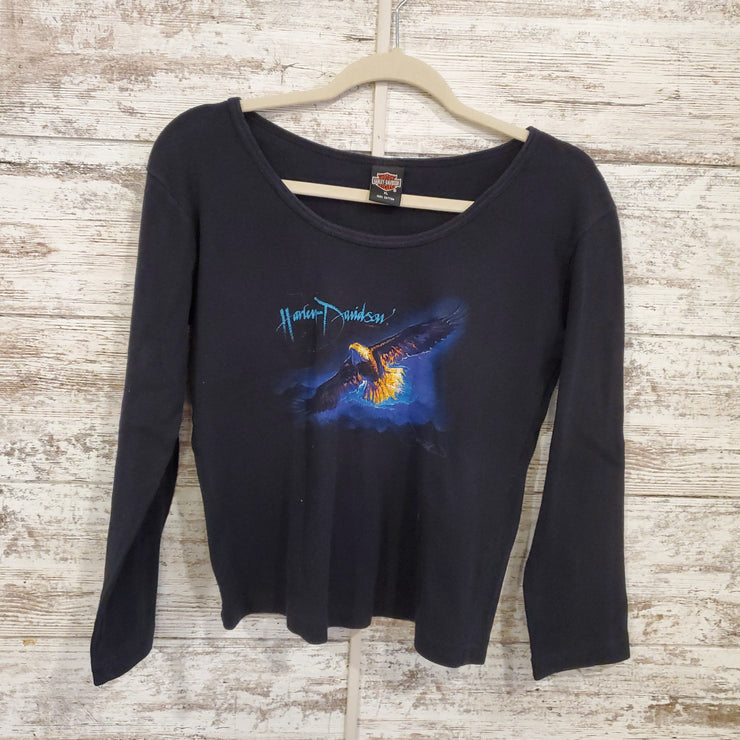 BLACK W/EAGLE LONG SLEEVE TOP