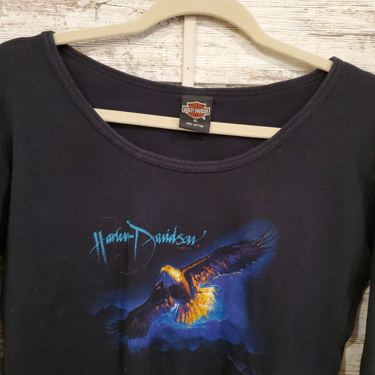 BLACK W/EAGLE LONG SLEEVE TOP
