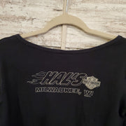 BLACK W/EAGLE LONG SLEEVE TOP