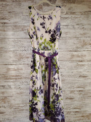 PURPLE/WHITE FLORAL LONG DRESS