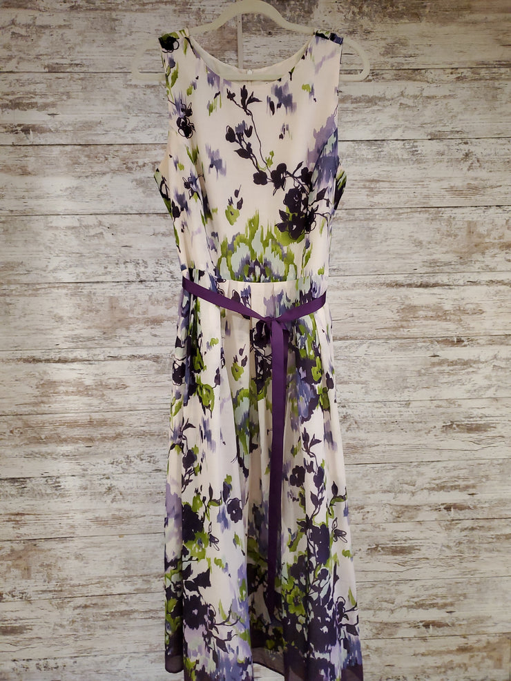 PURPLE/WHITE FLORAL LONG DRESS